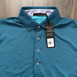 Greyson Diamonds All Day Polo Shirt Salamander Teal MFA22K48 340 Mens Size M NEW
